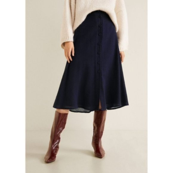Mango Dresses & Skirts - NEW Mango Buttoned Cottagecore Wool Midi Skirt Sma